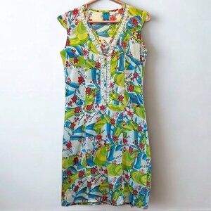 Rip Curl 100% Cotton Boho Floral V-Neck Dress — Size L